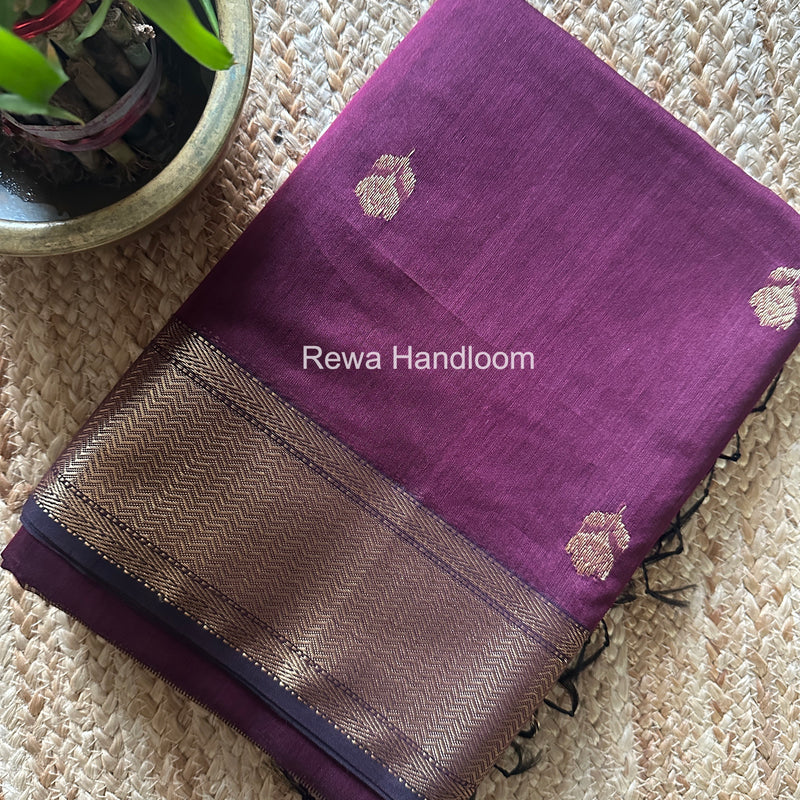 Maheshwari Wine Lotus Butta Saree LLBS057