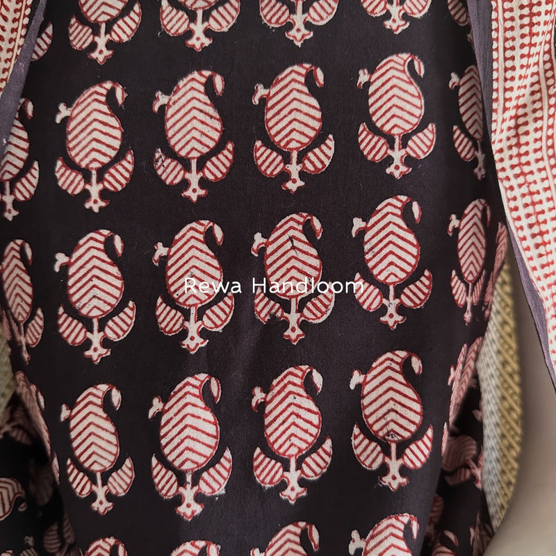 Black-White Bagh Print Cotton Suit BGCSJ0122