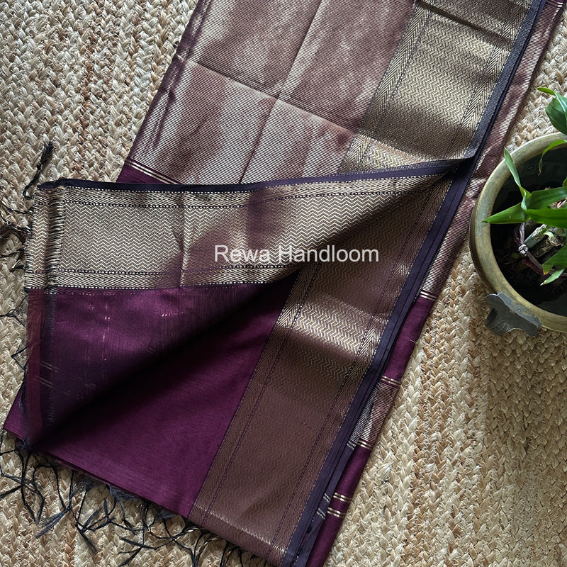 Maheshwari Wine Lotus Butta Saree LLBS057