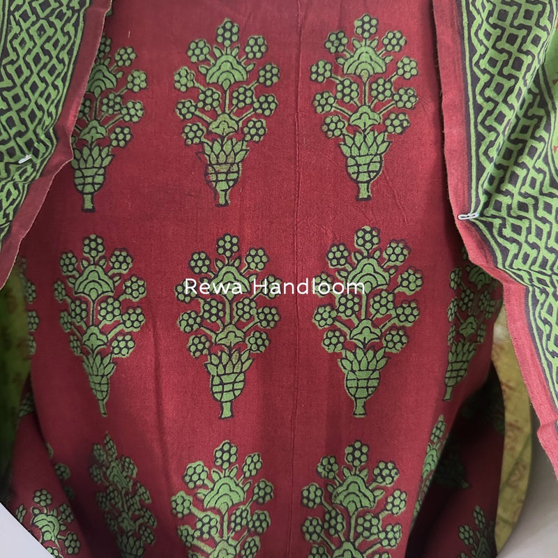 Maroon-Green Bagh Print Cotton Suit BGCSJ0183