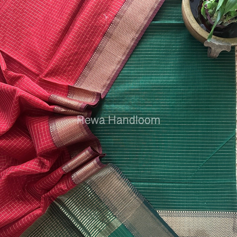 Maheshwari Zari Checks Suit