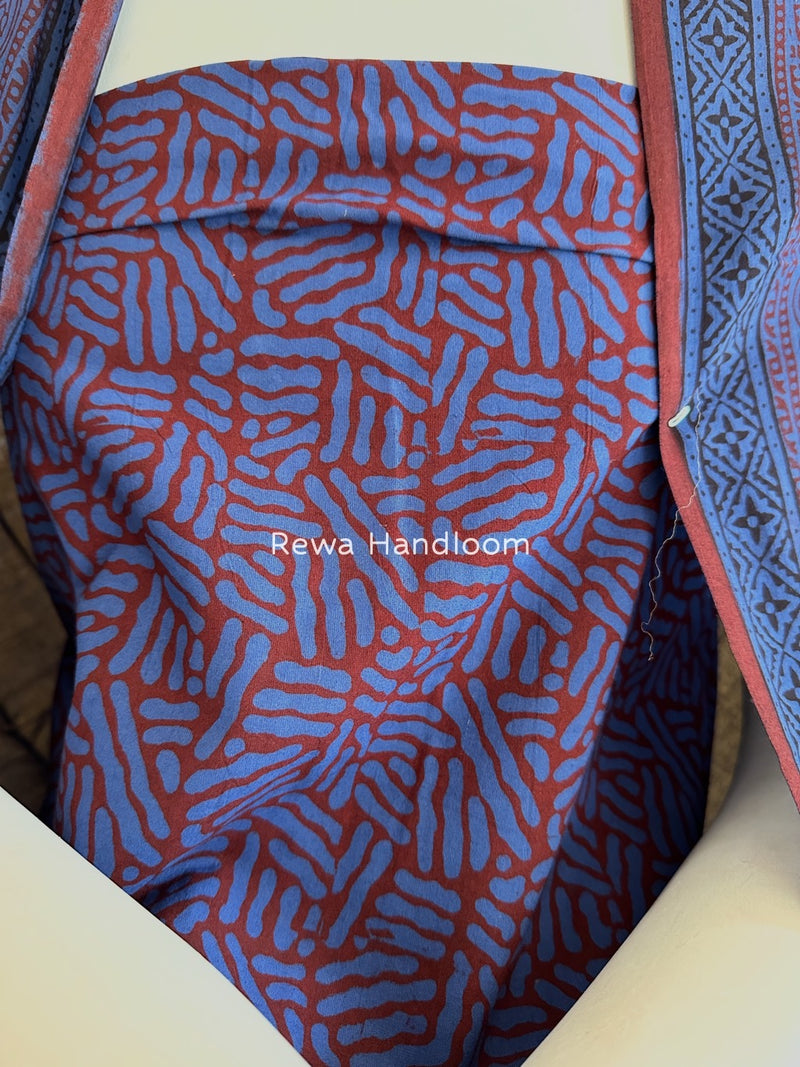 Blue-Maroon Bagh Print Cotton Suit BGCSJ0154