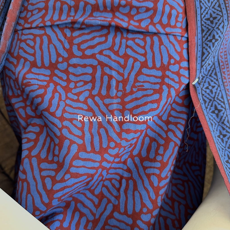 Blue-Maroon Bagh Print Cotton Suit BGCSJ0154