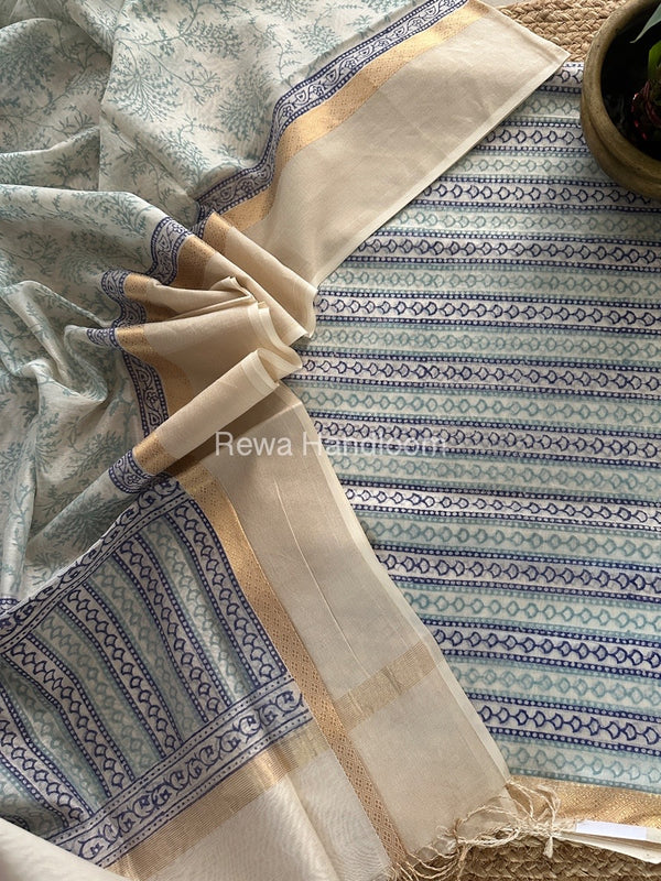 Maheshwari Handblock Print Top-Dupatta