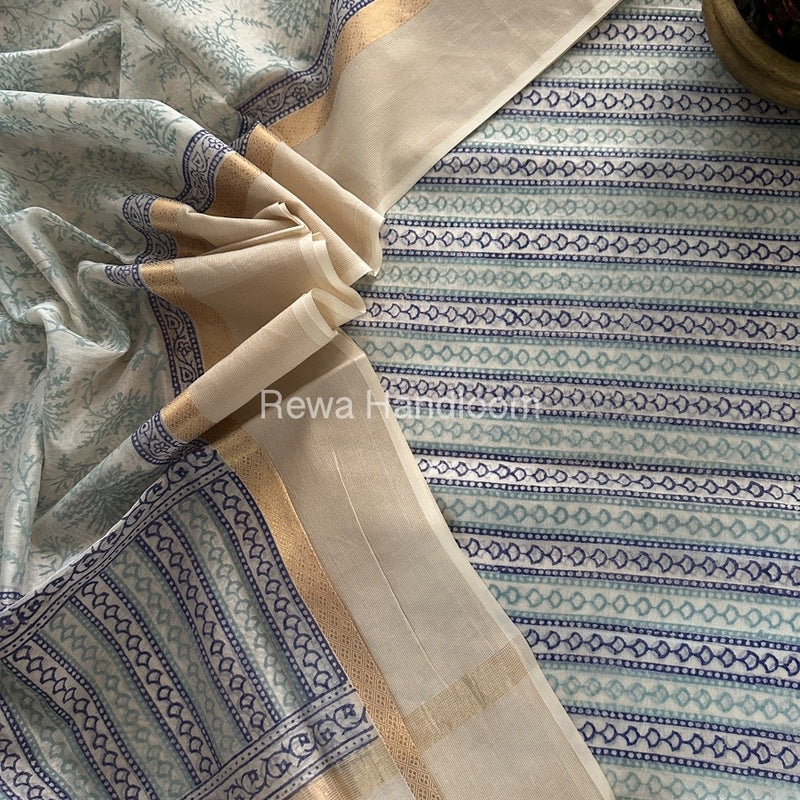 Maheshwari Handblock Print Top-Dupatta