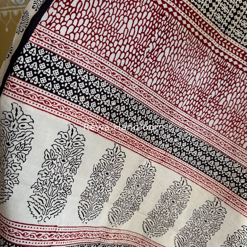 White-Black Bagh Print Cotton Suit BGCSJ0169