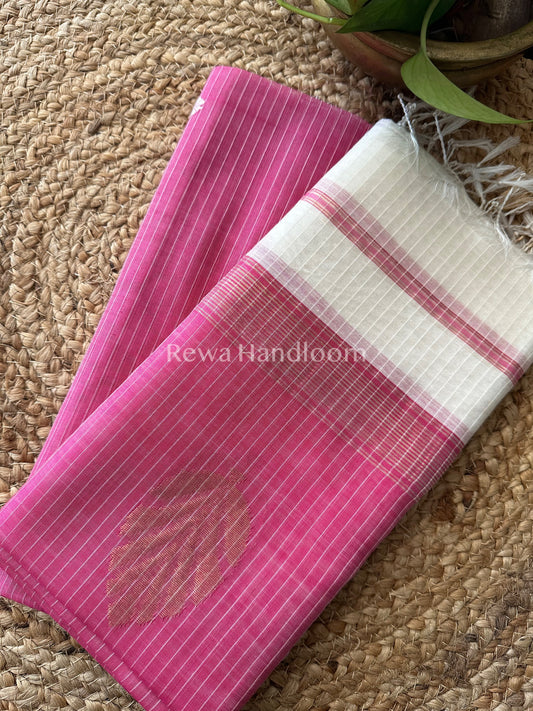 Maheshwari Magenta Katan Motifs Top Dupatta Sets