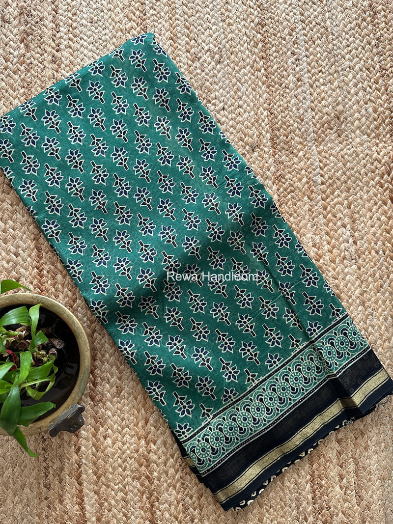 Mint Green Chanderi Silk Printed Saree CPS084