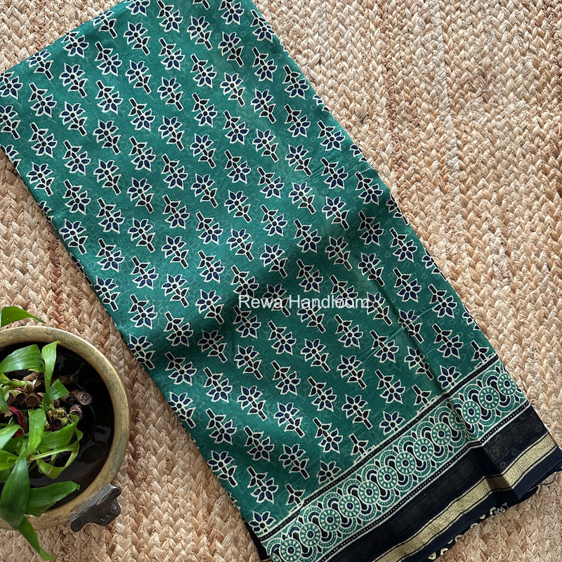 Mint Green Chanderi Silk Printed Saree CPS084
