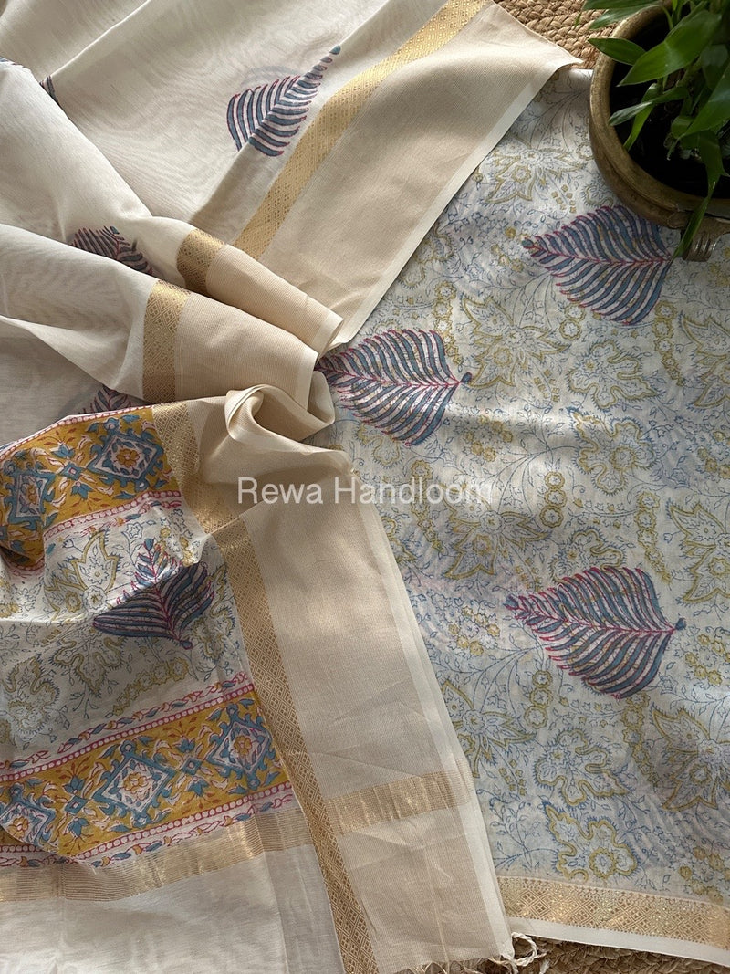 Maheshwari Handblock Print Top-Dupatta