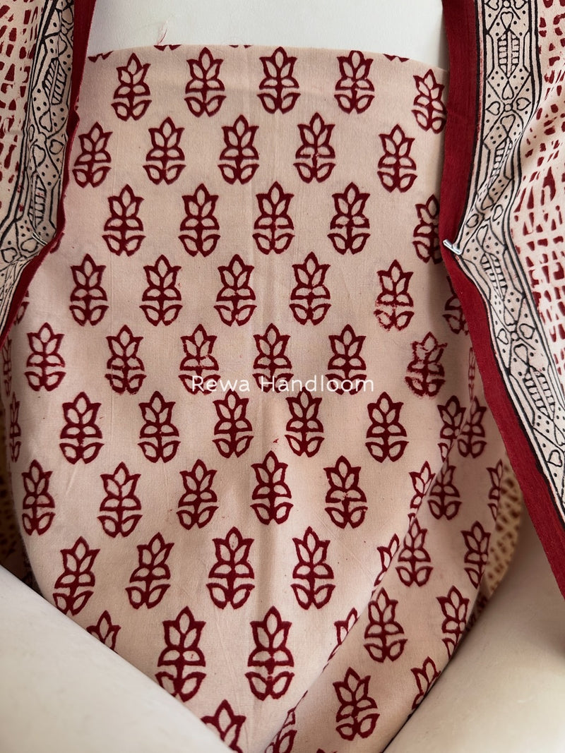 White-Red Bagh Print Cotton Suit BGCSJ0161