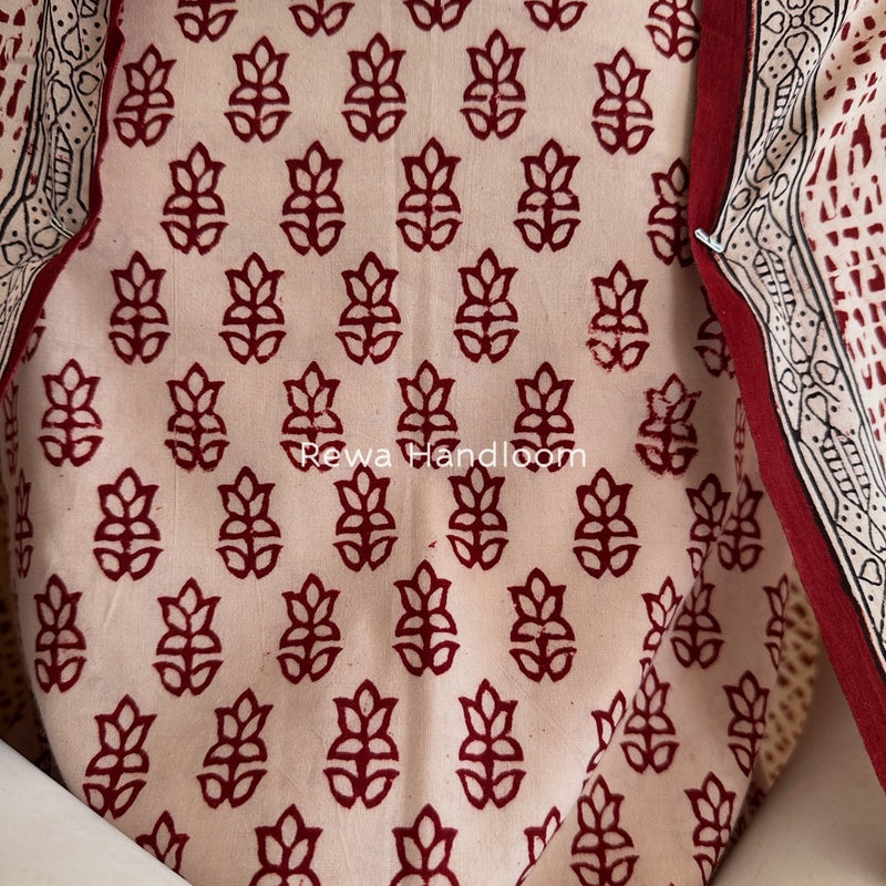 White-Red Bagh Print Cotton Suit BGCSJ0161