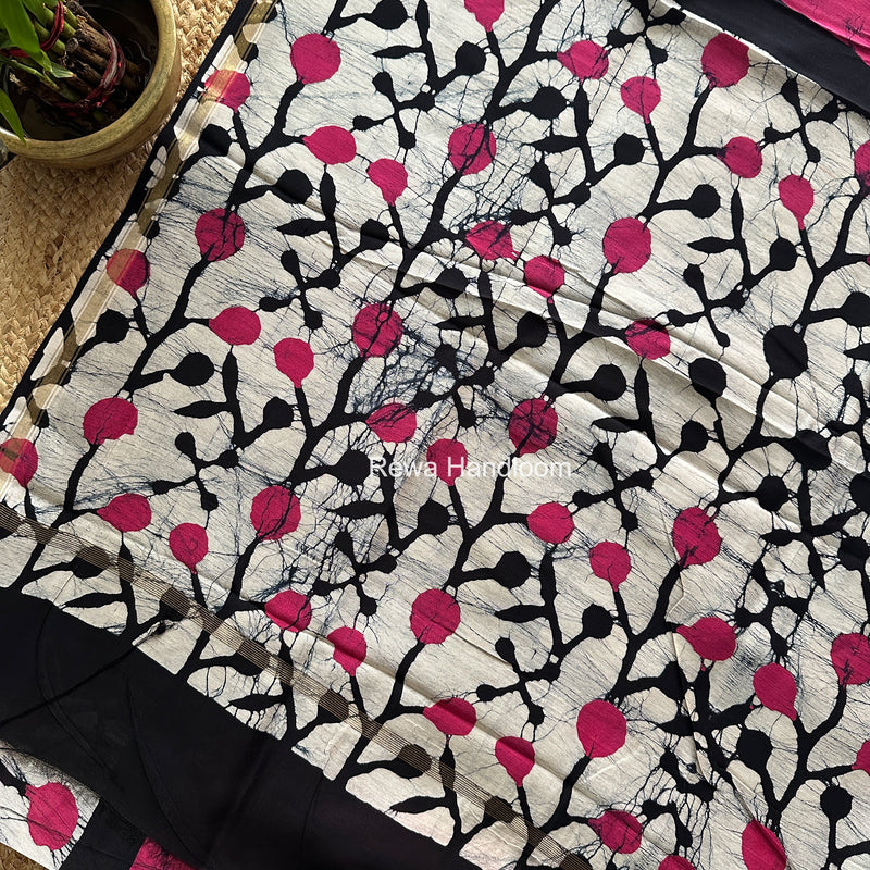 Rani Pink Chanderi Silk Printed Saree CPS083