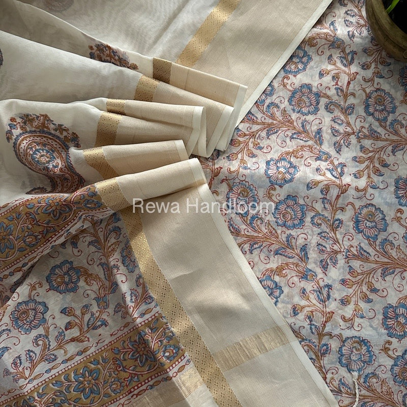 Maheshwari Handblock Print Top-Dupatta