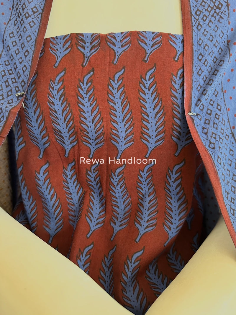 Maroon-Blue Bagh Print Cotton Suit BGCSJ0170