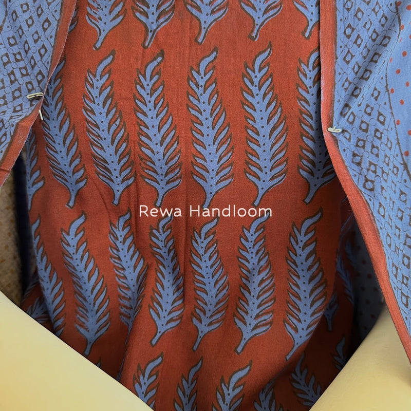 Maroon-Blue Bagh Print Cotton Suit BGCSJ0170