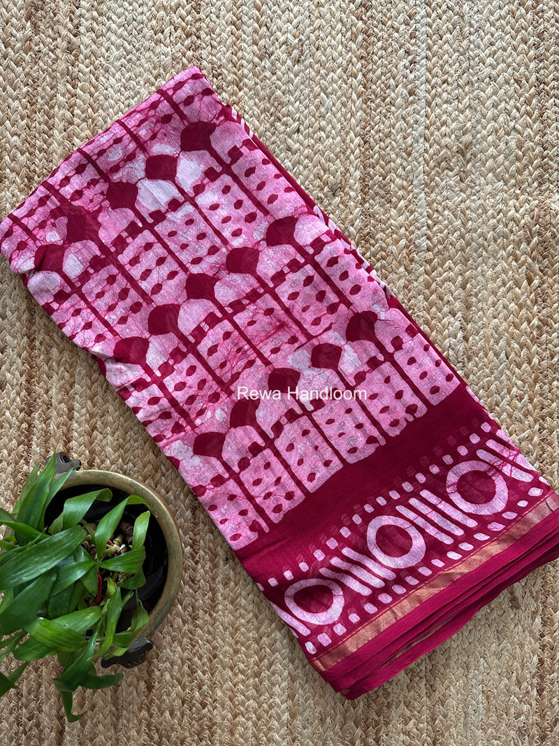 Pink Chanderi Silk Printed Saree CPS079