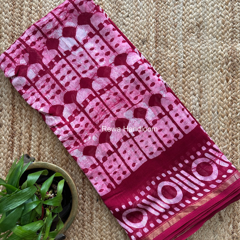 Pink Chanderi Silk Printed Saree CPS079