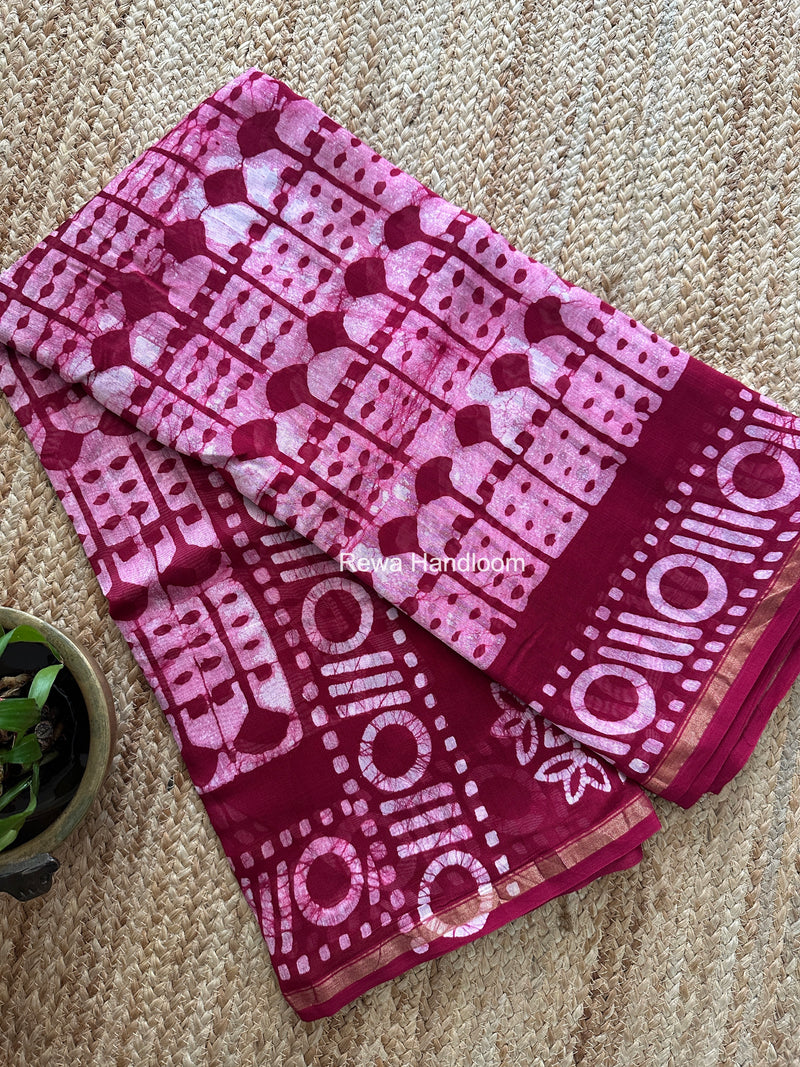 Pink Chanderi Silk Printed Saree CPS079