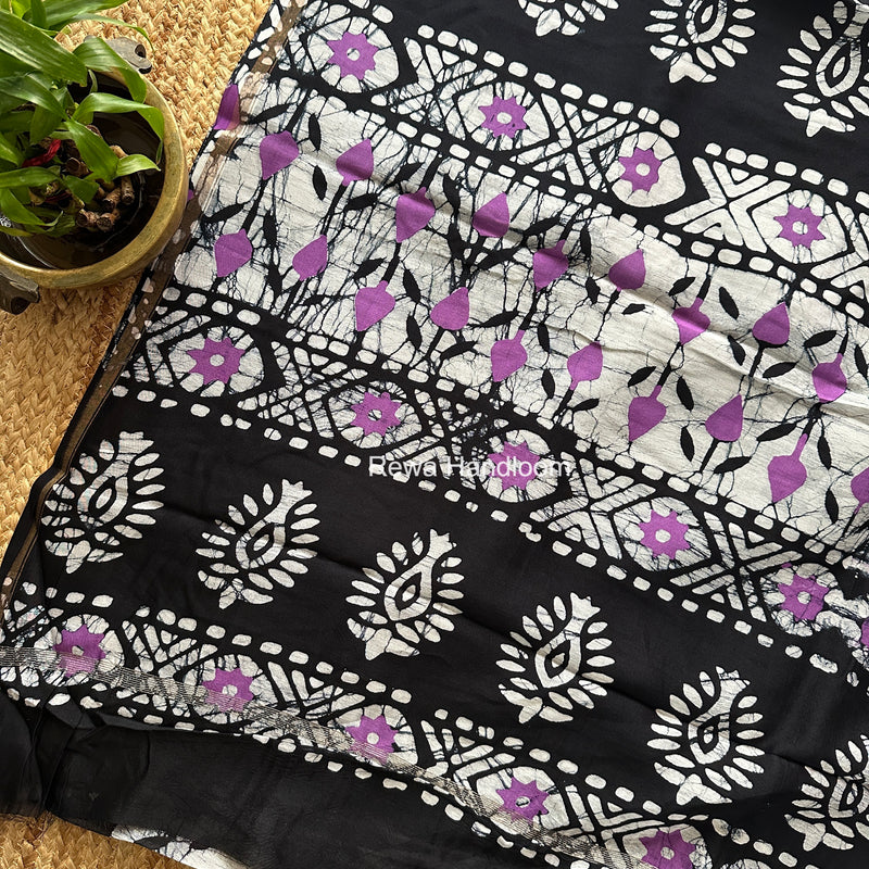 White Chanderi Silk Printed Saree CPS0102