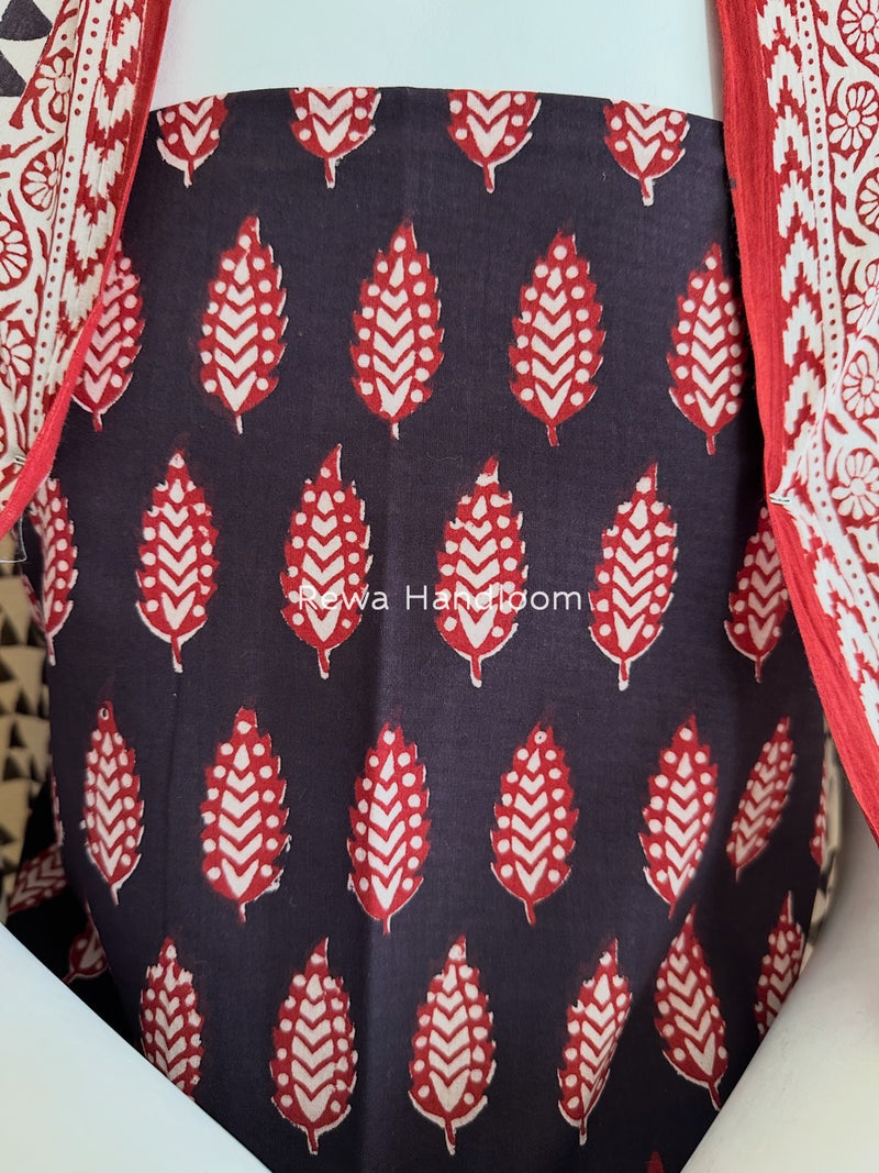 Black-White Bagh Print Cotton Suit BGCSJ0186