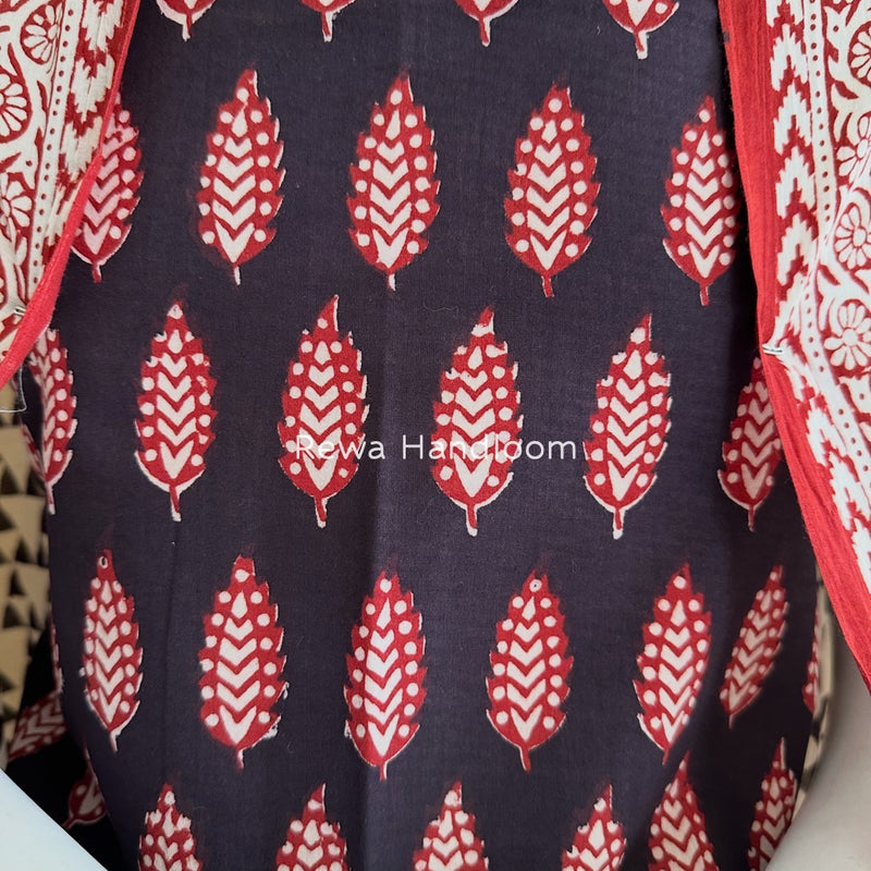 Black-White Bagh Print Cotton Suit BGCSJ0186