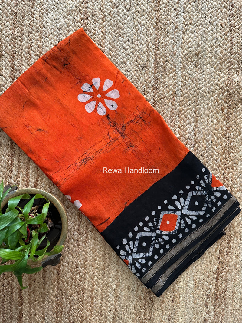 Orange Chanderi Silk Printed Saree CPS0101