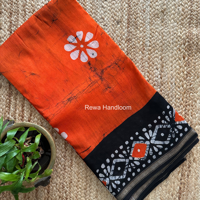 Orange Chanderi Silk Printed Saree CPS0101