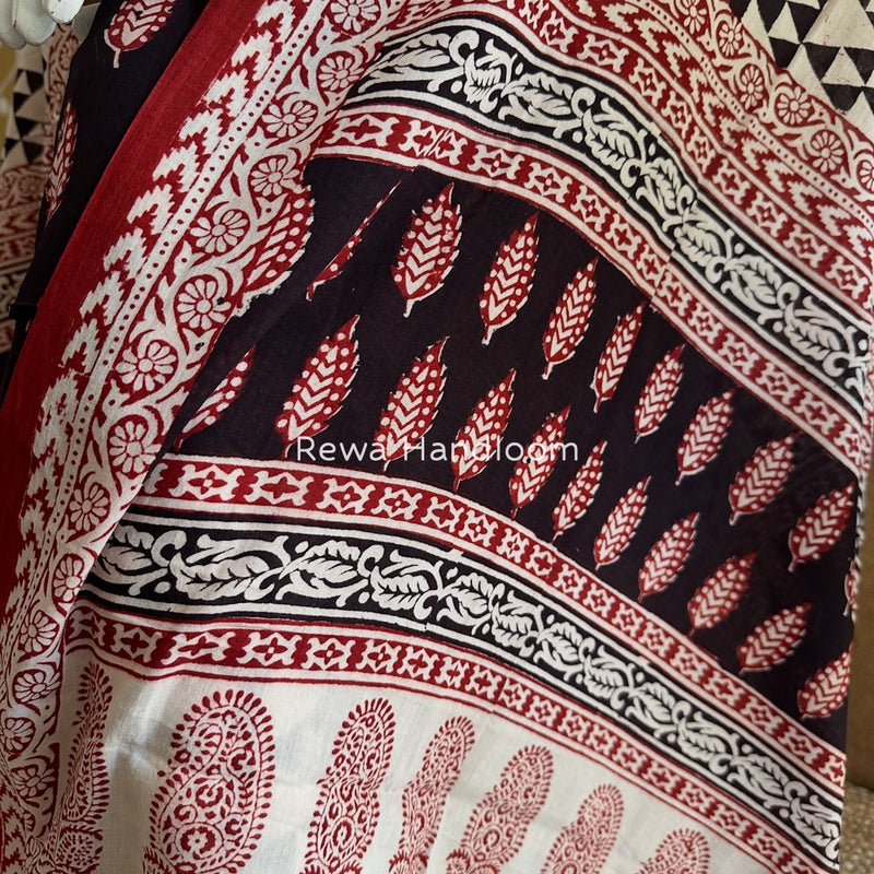 Black-White Bagh Print Cotton Suit BGCSJ0186