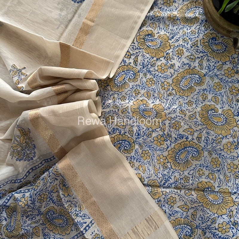 Maheshwari Handblock Print Top-Dupatta