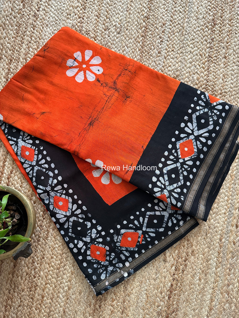 Orange Chanderi Silk Printed Saree CPS0101