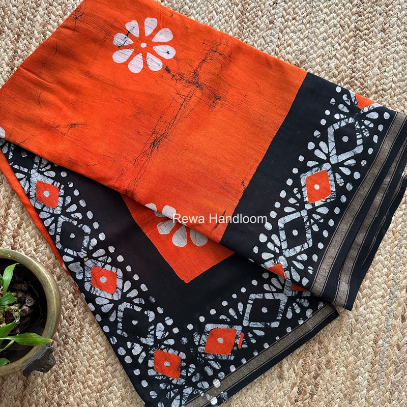 Orange Chanderi Silk Printed Saree CPS0101