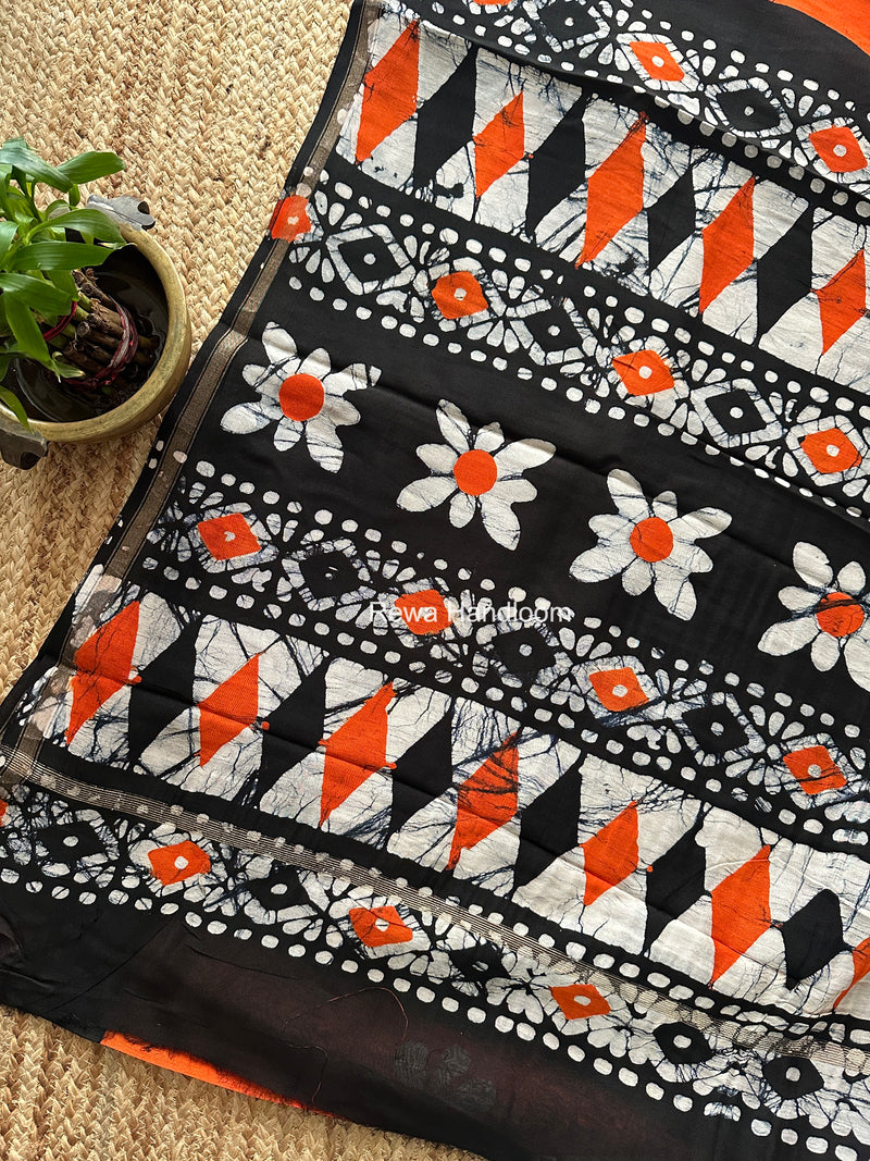 Orange Chanderi Silk Printed Saree CPS0101