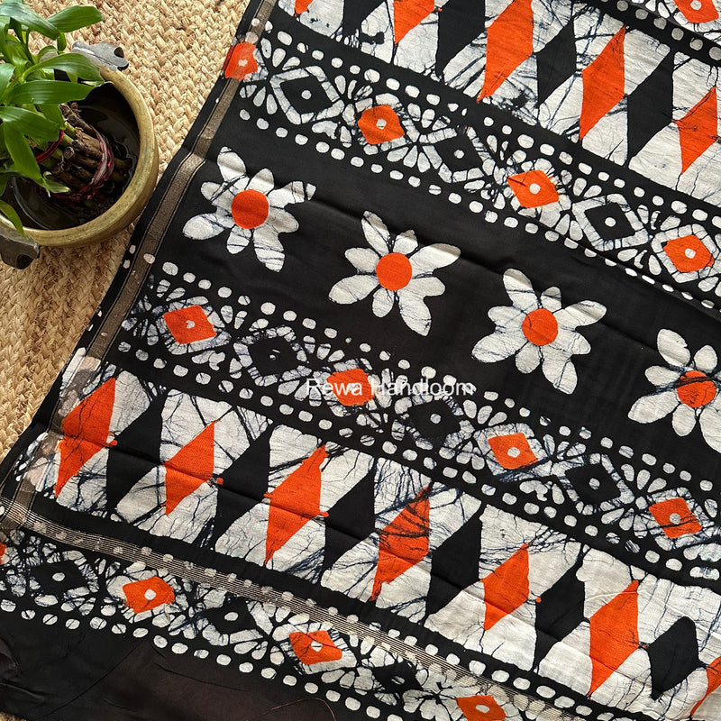 Orange Chanderi Silk Printed Saree CPS0101