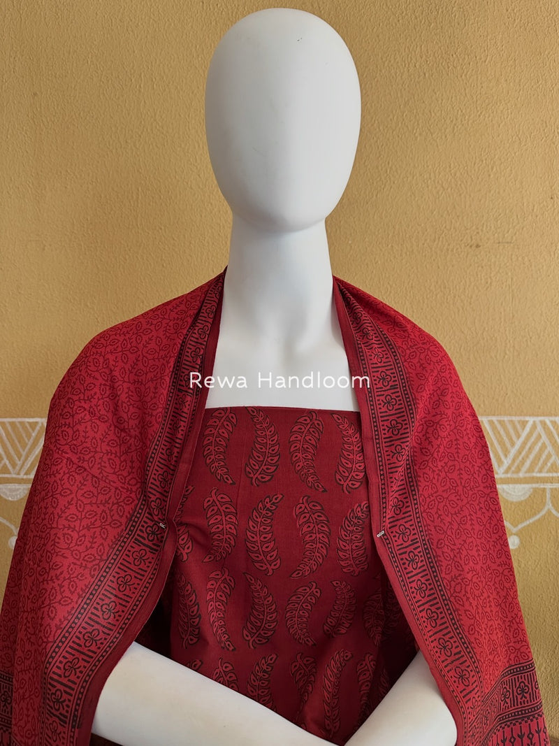 Carrot Red Bagh Print Cotton Suit BGCSJ0190