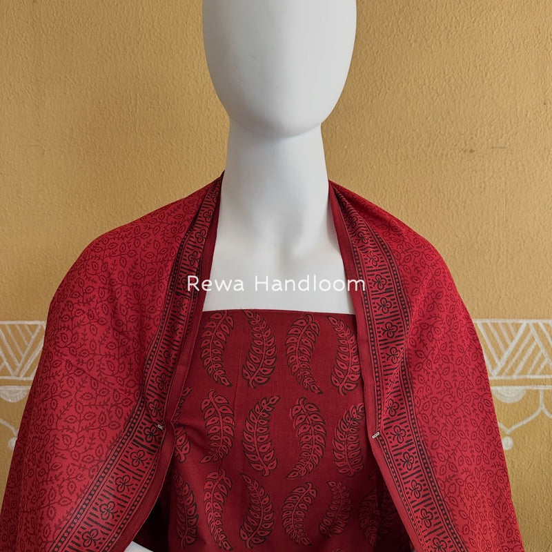 Carrot Red Bagh Print Cotton Suit BGCSJ0190