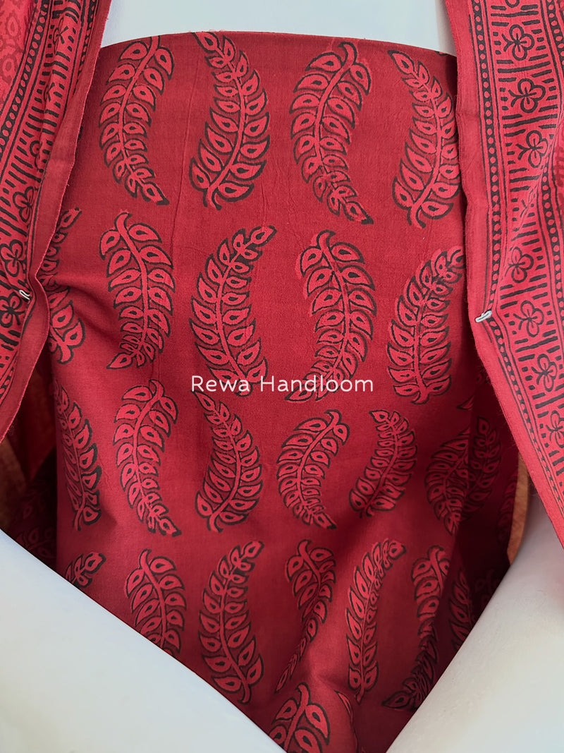 Carrot Red Bagh Print Cotton Suit BGCSJ0190