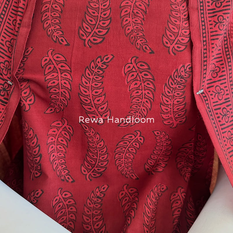 Carrot Red Bagh Print Cotton Suit BGCSJ0190