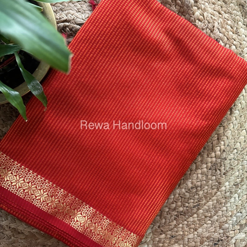 Maheshwari Orange Garbha Reshami Silk Saree GS156
