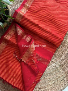 Maheshwari Orange Garbha Reshami Silk Saree GS156