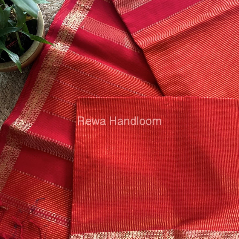 Maheshwari Orange Garbha Reshami Silk Saree GS156