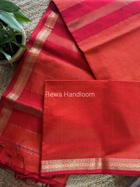 Maheshwari Orange Garbha Reshami Silk Saree GS156