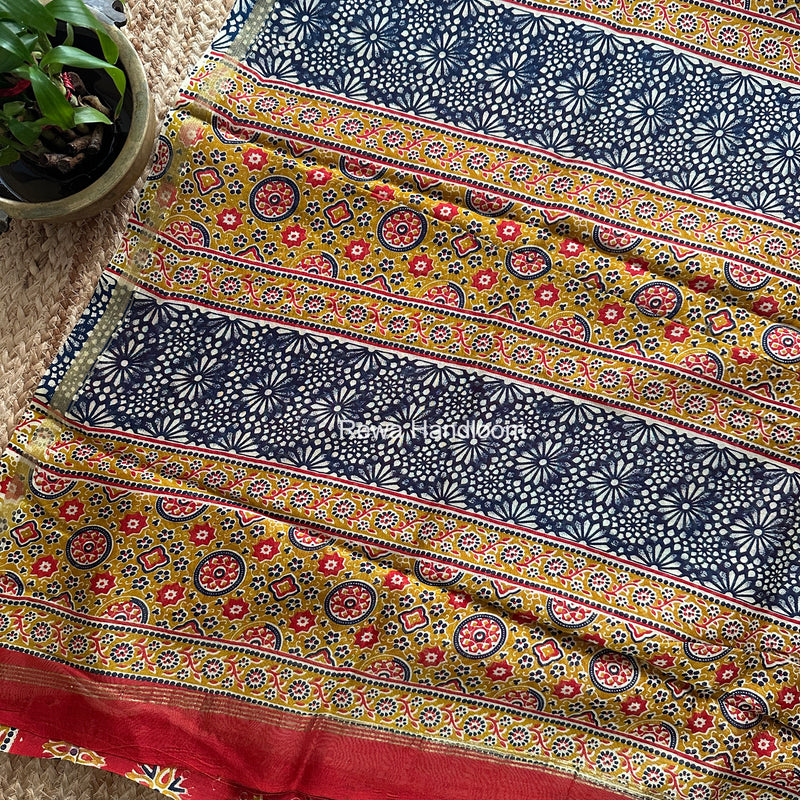Red Chanderi Silk Printed Saree CPS093