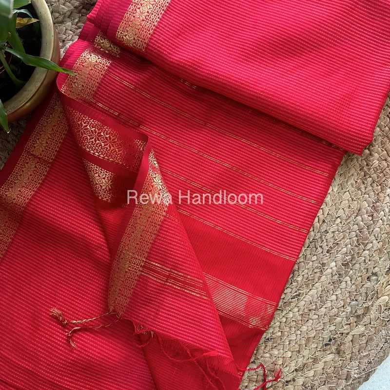 Maheshwari Fucshia Pink Garbha Reshami Silk Saree GS161
