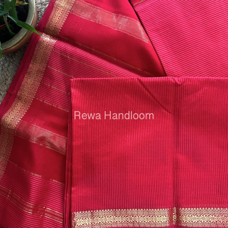 Maheshwari Fucshia Pink Garbha Reshami Silk Saree GS161