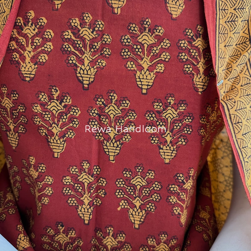 Maroon-Yellow Bagh Print Cotton Suit BGCSJ0191