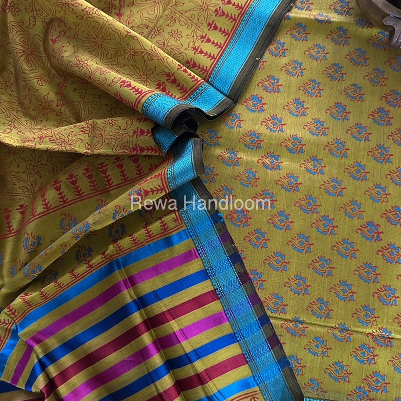Maheshwari Handblock Print Top-Dupatta
