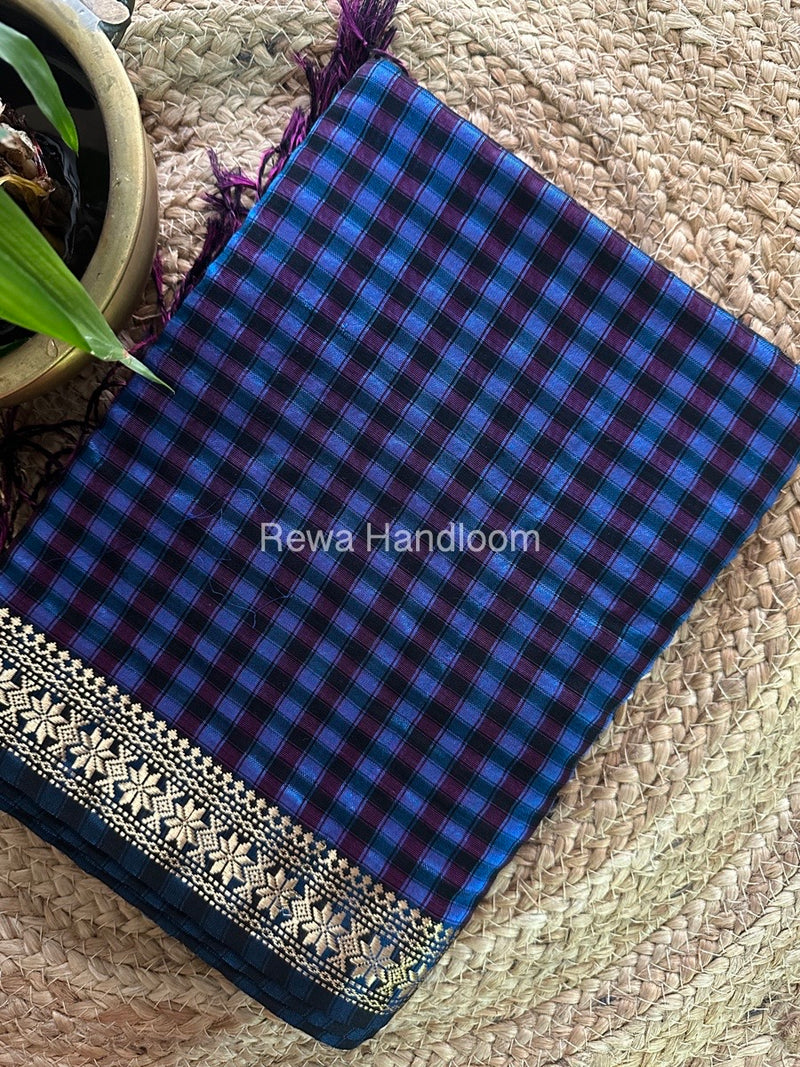 Maheshwari Blue Garbha Reshami Silk Saree GS153