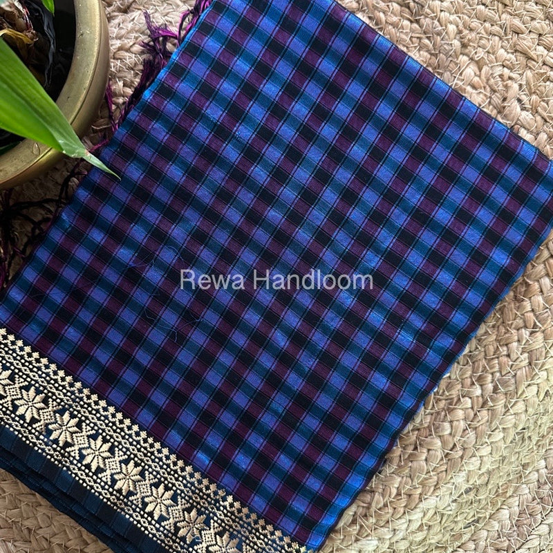 Maheshwari Blue Garbha Reshami Silk Saree GS153