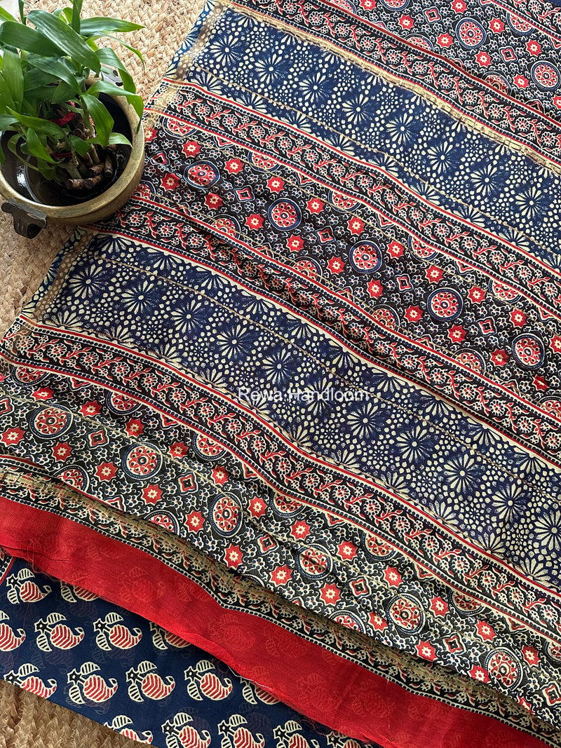 Blue Chanderi Silk Printed Saree CPS094
